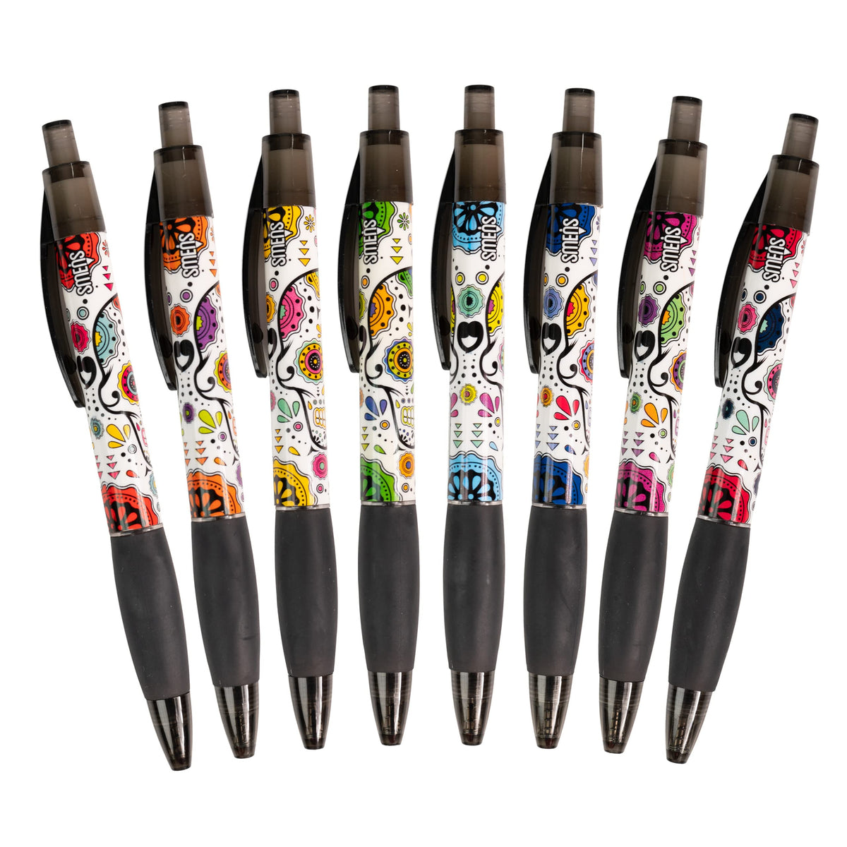 Sugar Skull Smens (2 Pack) - Scented Pens, Black Ink, Medium Point - 8 Count