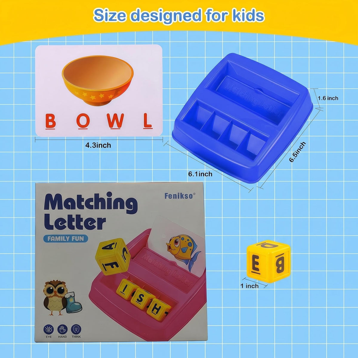 Fenikso Matching Letter Game, Alphabet Spelling & Reading Words, Objects & Color Recognition, Early
