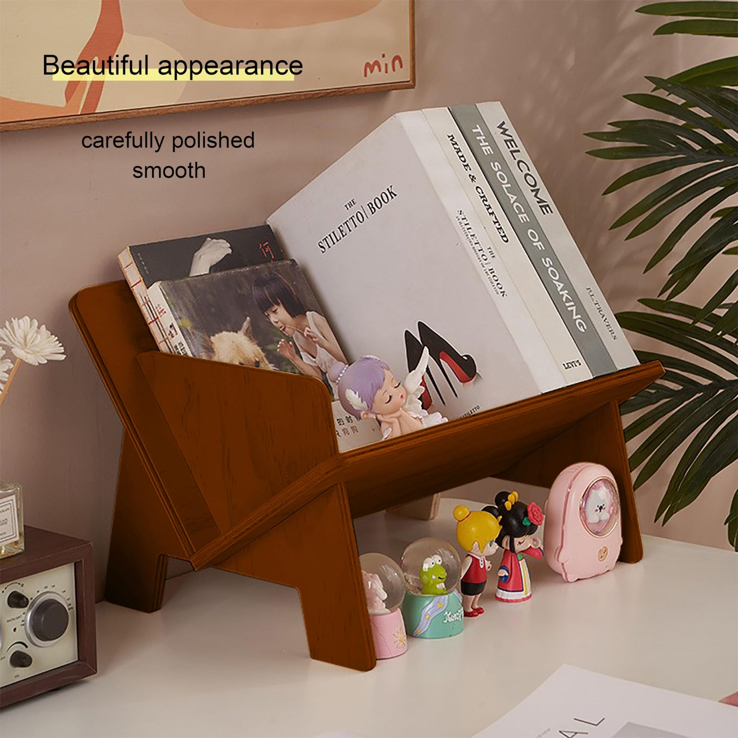 Fox Claw Wood Bookcase in Living Room/Home/Office, Desktop Book Shelf Organizer Bookshelves Storage