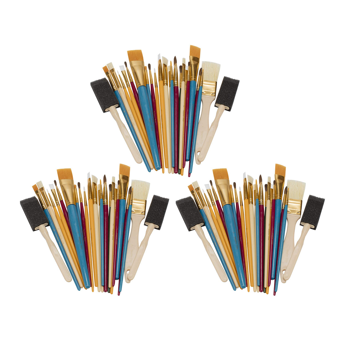 Oodles of Brushes Economical Art Brush Set of 25 - Balanced Assortment of Economical Brushes for