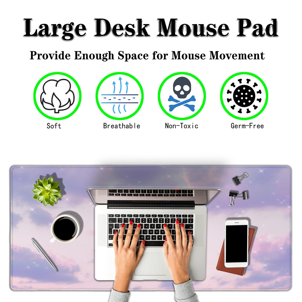 Samgula Keyboard Mouse Pad Pink, Desktop Mat Desk Decor for Girls Big Mouse Pad, Desk Pad Gaming
