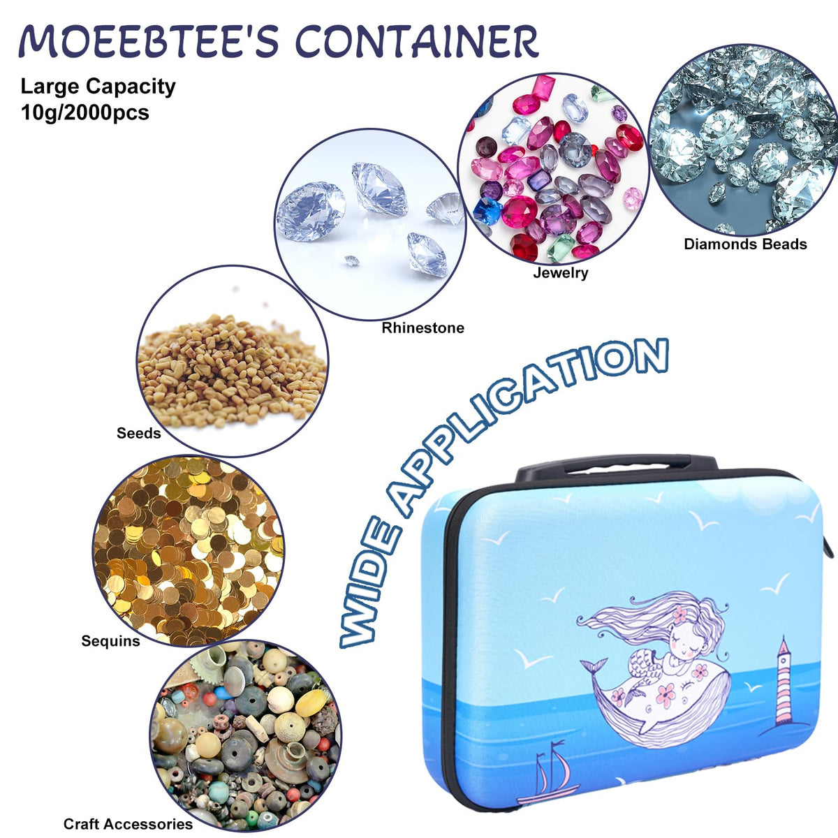 MoeeBtee Diamond Painting Storage Containers, 60 Slots Diamond Art Accessories and Tools, Diamond