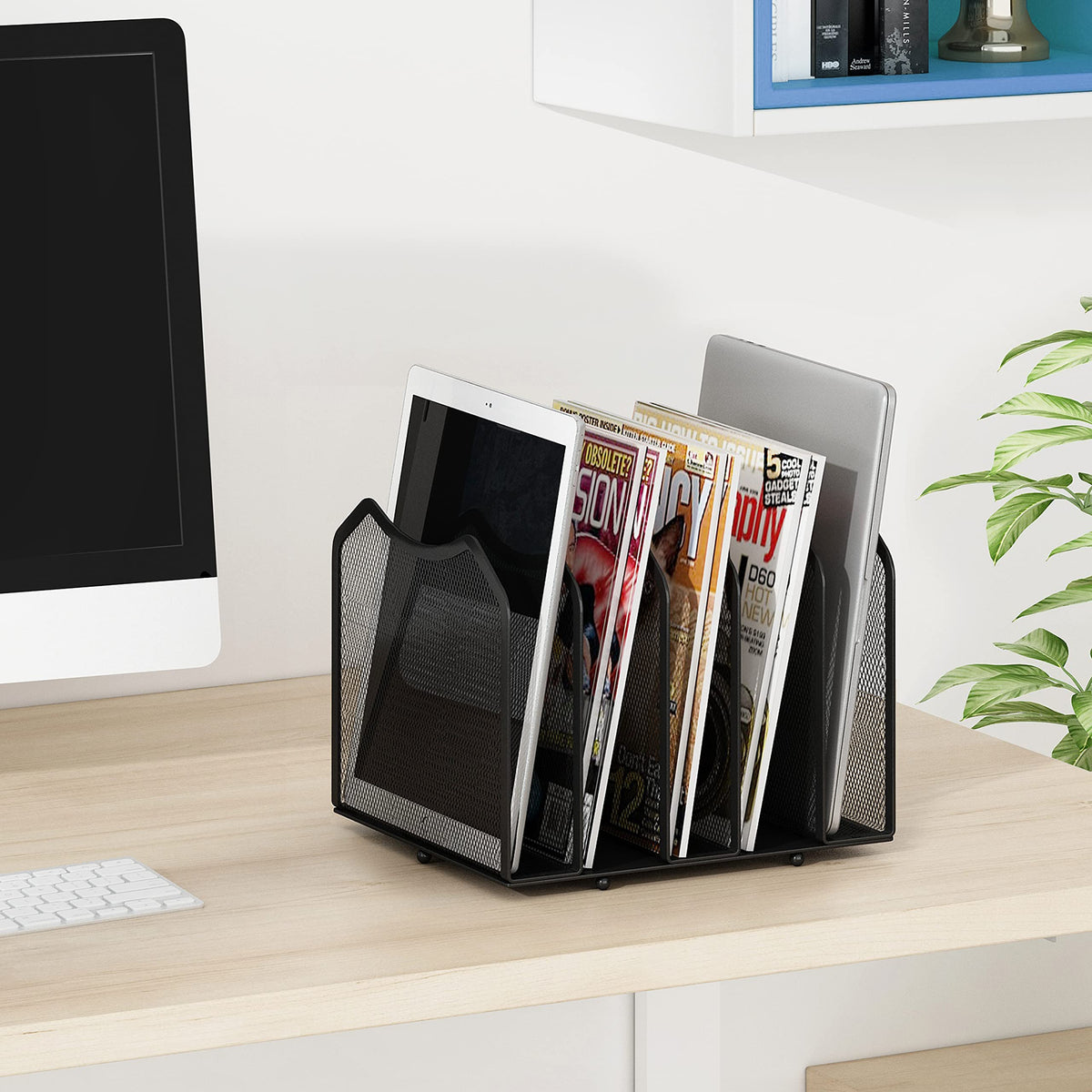 Simple Trending 5-Section Vertical File Organizer, Black