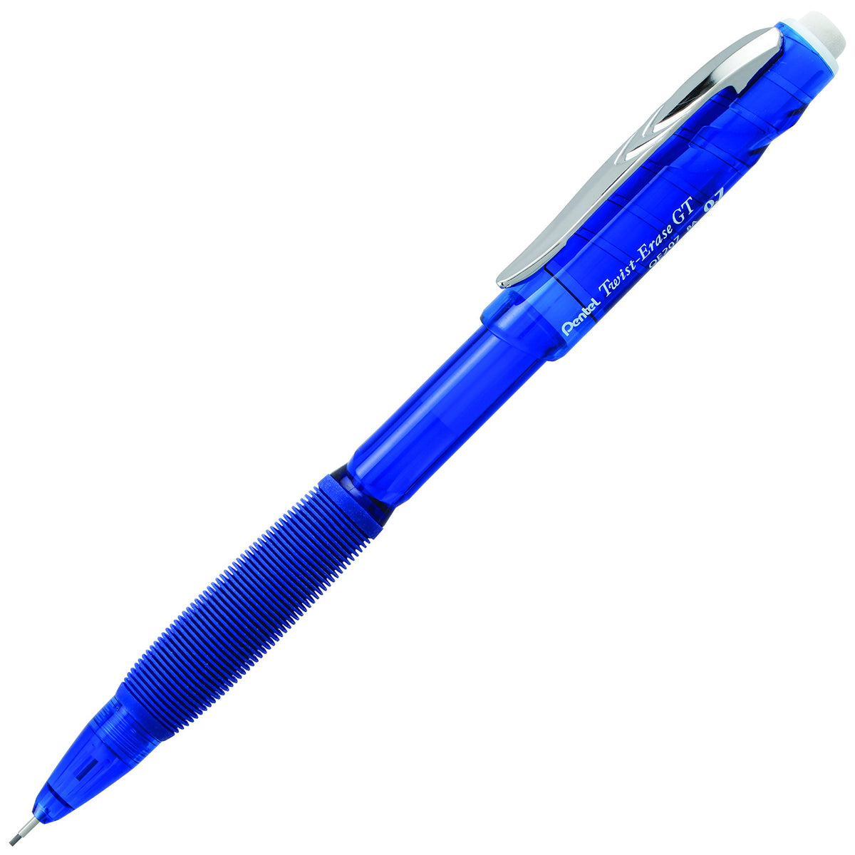 Pentel Twist-Erase GT, 0.7mm, Mechanical Pencil Transparent Blue, Box of 12 (QE207C)