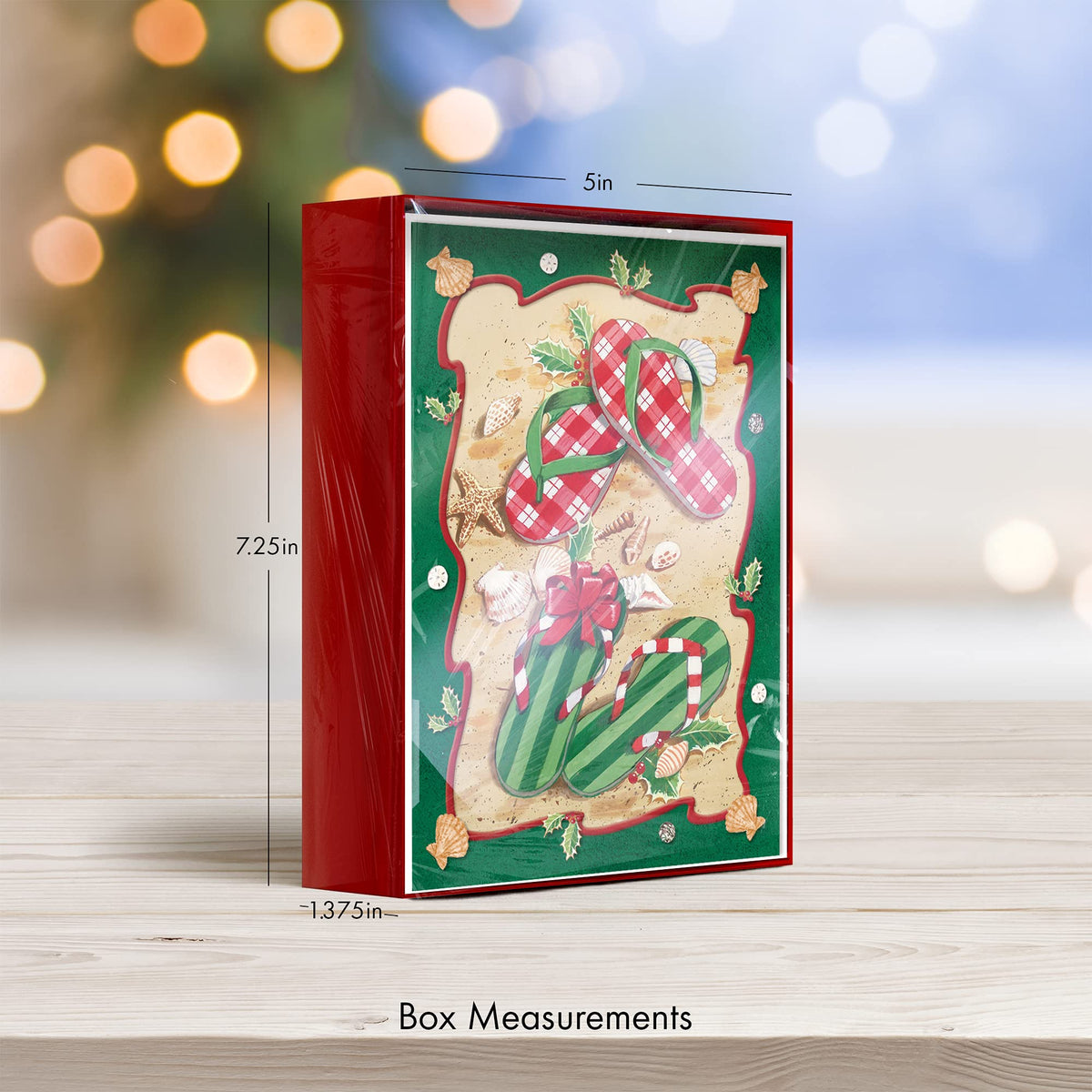 Red Farm Studios Festive Green and Red Flip Flops Box of 18 Warm Weather Christmas Cards