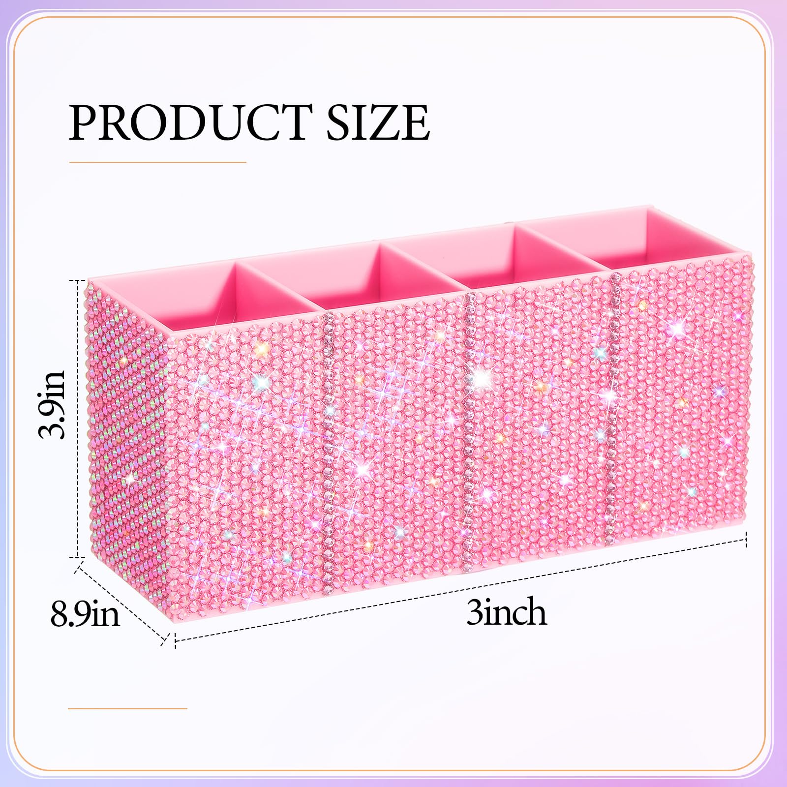 Resholder Rhinestone Desk Organizer, Pink Pen Makeup Brush Holder