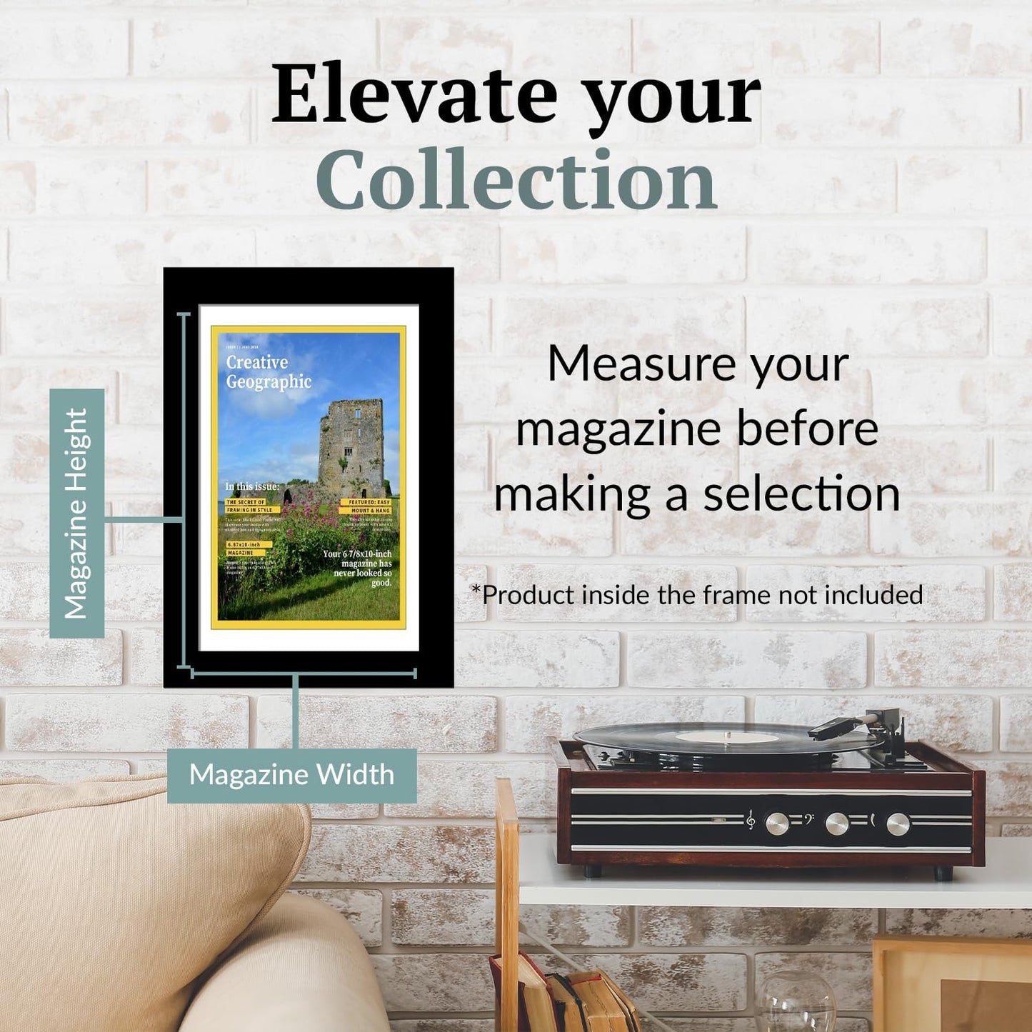 Creative Picture Frames 6.87 x 10 Magazine Frame with Full-Strength Glass, Holds Up To A 1/4" Thick