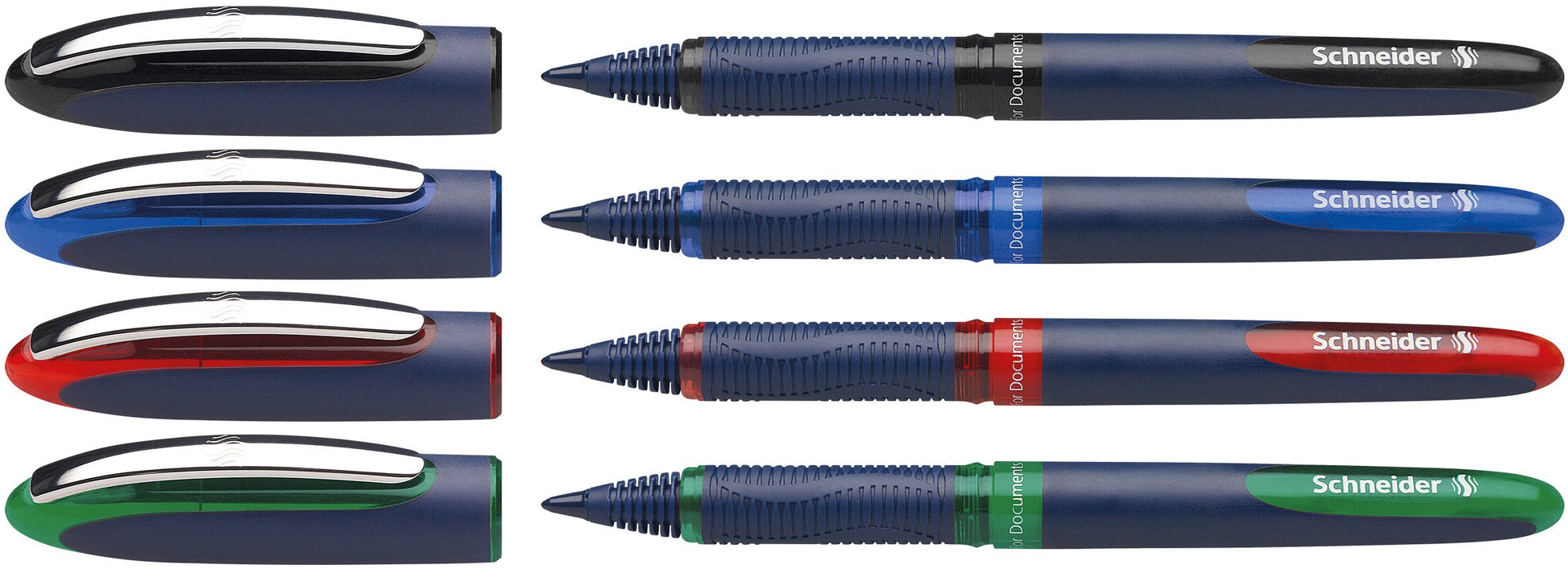 Schneider One Business Rollerball Pen, 0.6 mm Ultra-Smooth Tip, Blue Barrel, Four-Pack, One Each