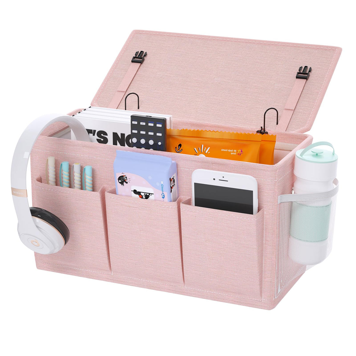 Bedside Caddy Storage Organizer for Bed Rails, Bed Caddy with 6 Pockets