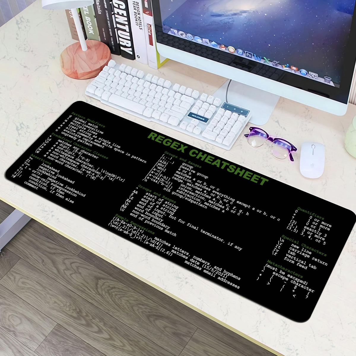 Developer, Programmer, IT Admin Quick Reference Extra Large Mouse Pad Regex Cheat Sheet Desk Mat