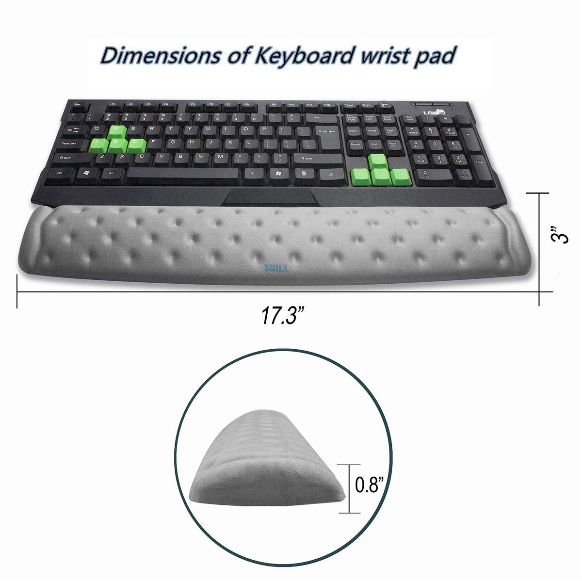 BRILA Memory Foam Mouse & Keyboard Wrist Rest Support Pad Cushion Set for Computer, Laptop, Office