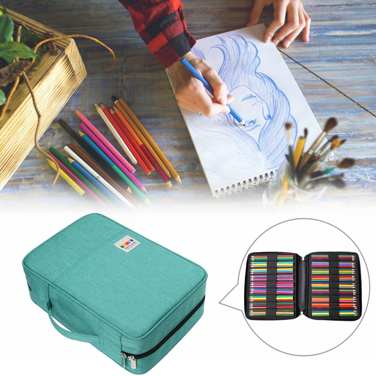 BOMKEE Large Capacity Pencil Case for Adults, 304 Slots Pen Case Pencil Case Multi Compartments