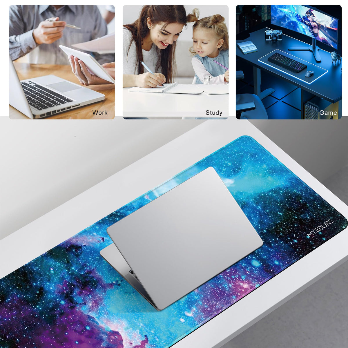 Mydours 40" x 16" Gaming Mouse Pad, XL Full Desk Pad (Purle Universe)