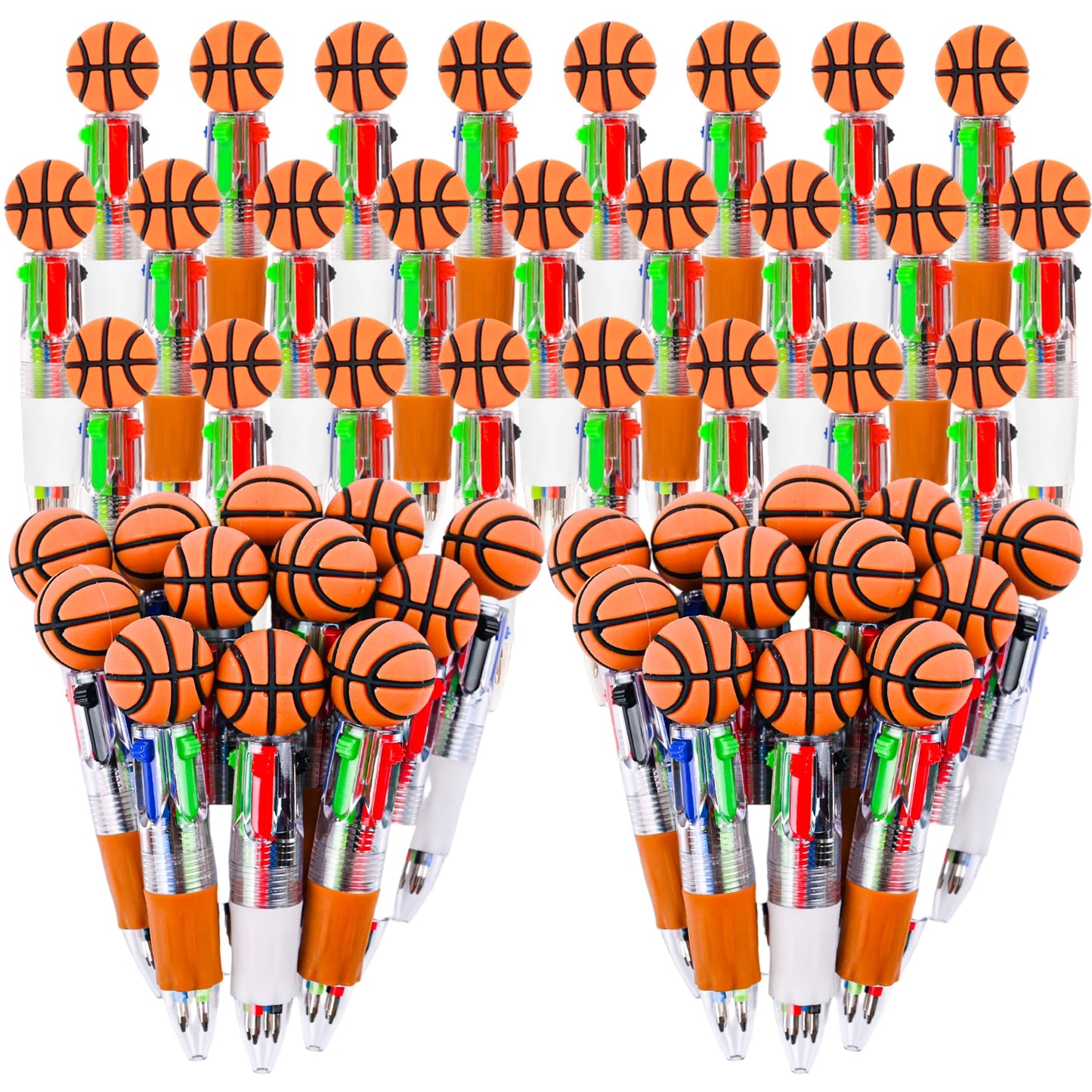 LiYiQ 50 Pcs Basketball Party Favor Multicolor Pen in One Cartoon Cute Fun 4-in-1 Cute Pens Bulk