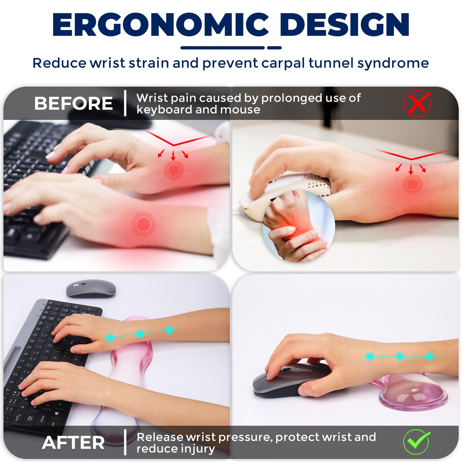 ABRONDA Gel Wrist Rest for Keyboard and Mouse, Wrist Rest for Keyboard, Mouse Wrist Support, Pain