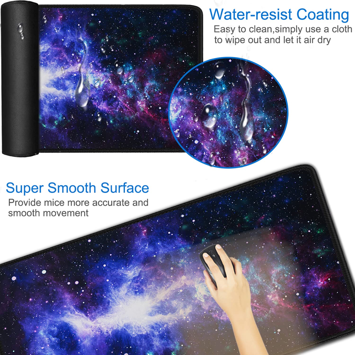 Large Mouse Pad, 31.5x15.7 inch Large Gaming Extended Computer Keyboard Mouse Mat, Water Resist