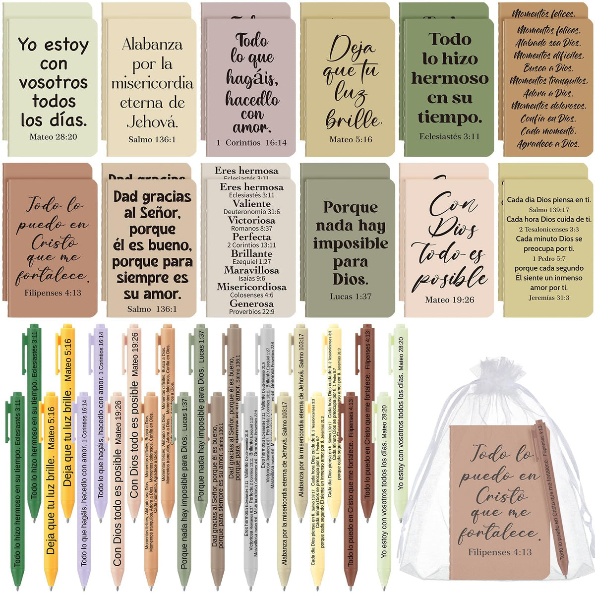 Fuyoooo 72 Pcs Spanish Christian Gift Notebook Set Regalos Cristianos En Español Para Women Men