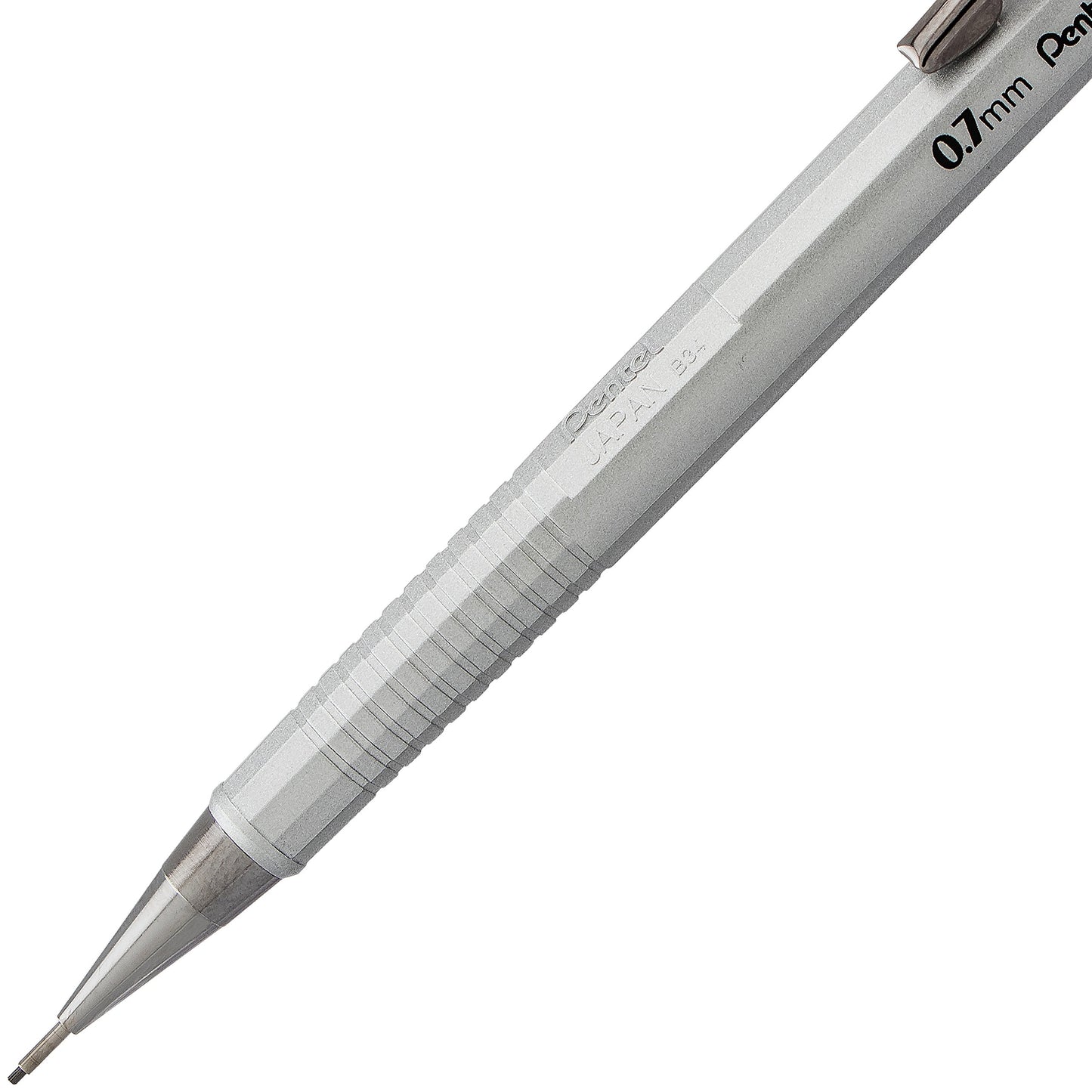 Pentel Sharp Mechanical Pencil, (0.7mm), Medium Line, Metallic Barrel, Assorted Colors, Pack of 3