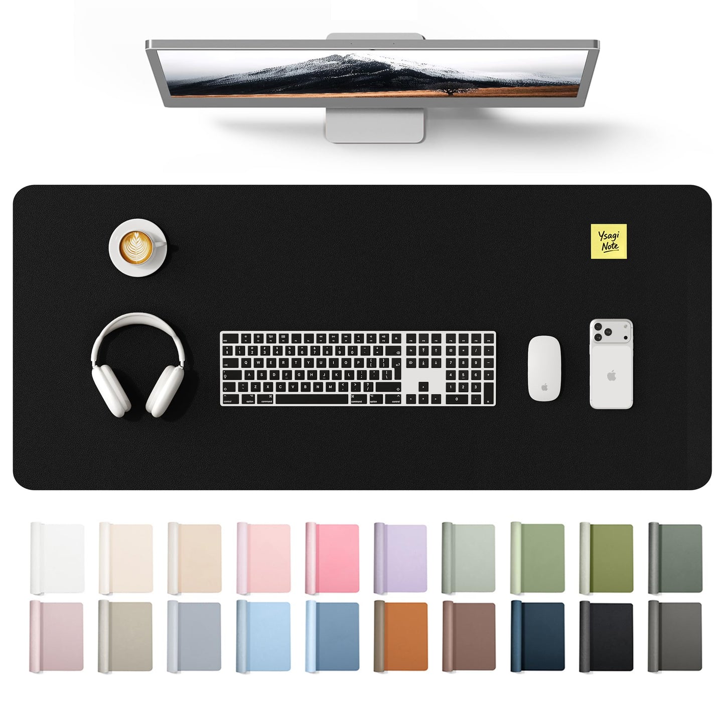 YSAGi Leather Desk Protector, Office Mat, Large Mouse Mat, Non-Slip PU Leather Blotter, Laptop Desk