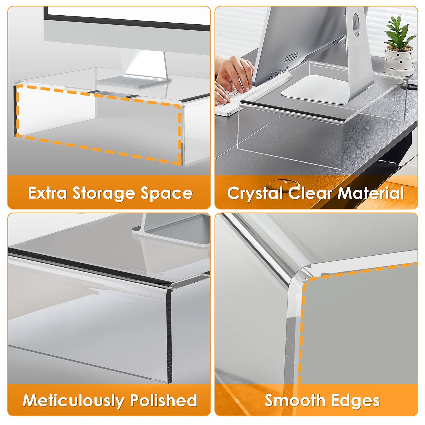 GoldOrcle Acrylic Monitor Stand Riser Clear Computer Monitor Stand (Small)