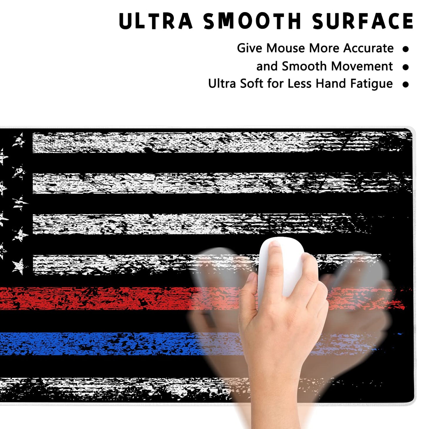 Extended Large Gaming Mouse Pad Red Blue American Flag XXL Size Keyboard Mouse Mat Desk Pad with