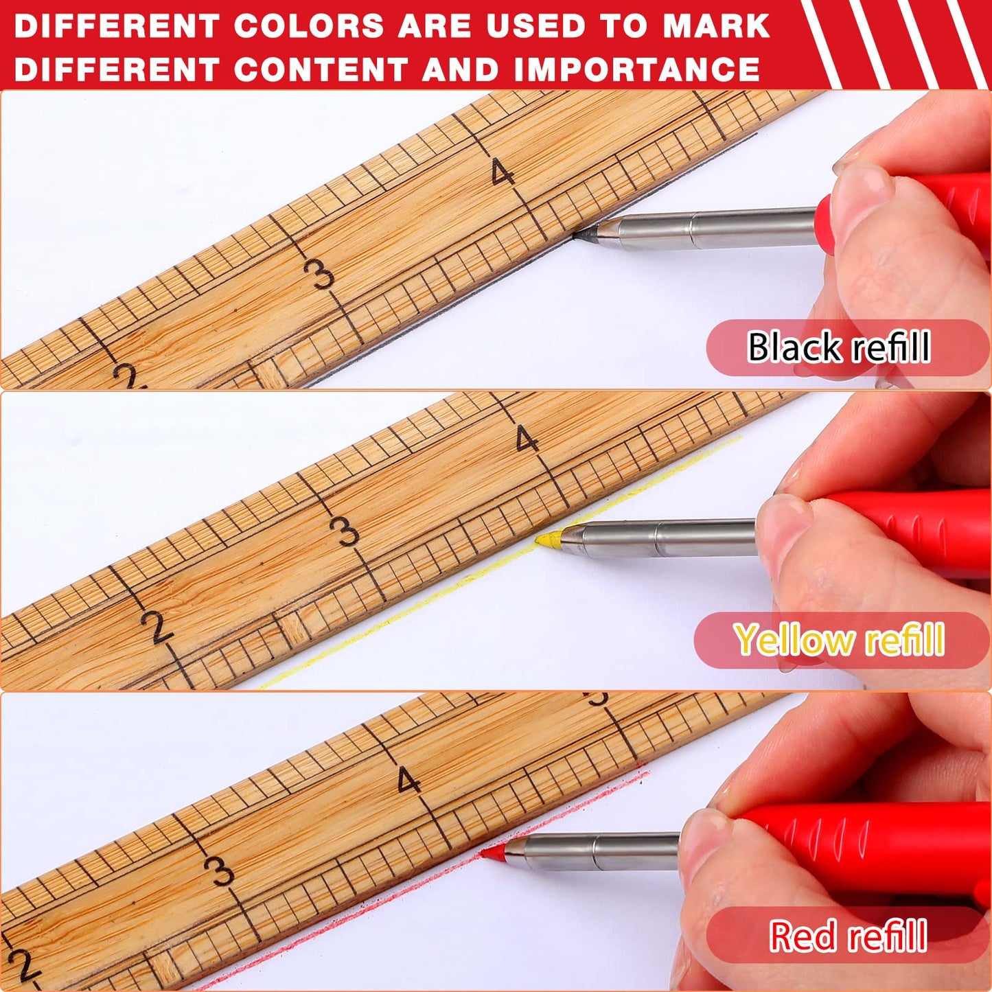 Patelai Mechanical Carpenter Pencils, Construction Pencils Set, Solid Refill Long Nose Deep Hole