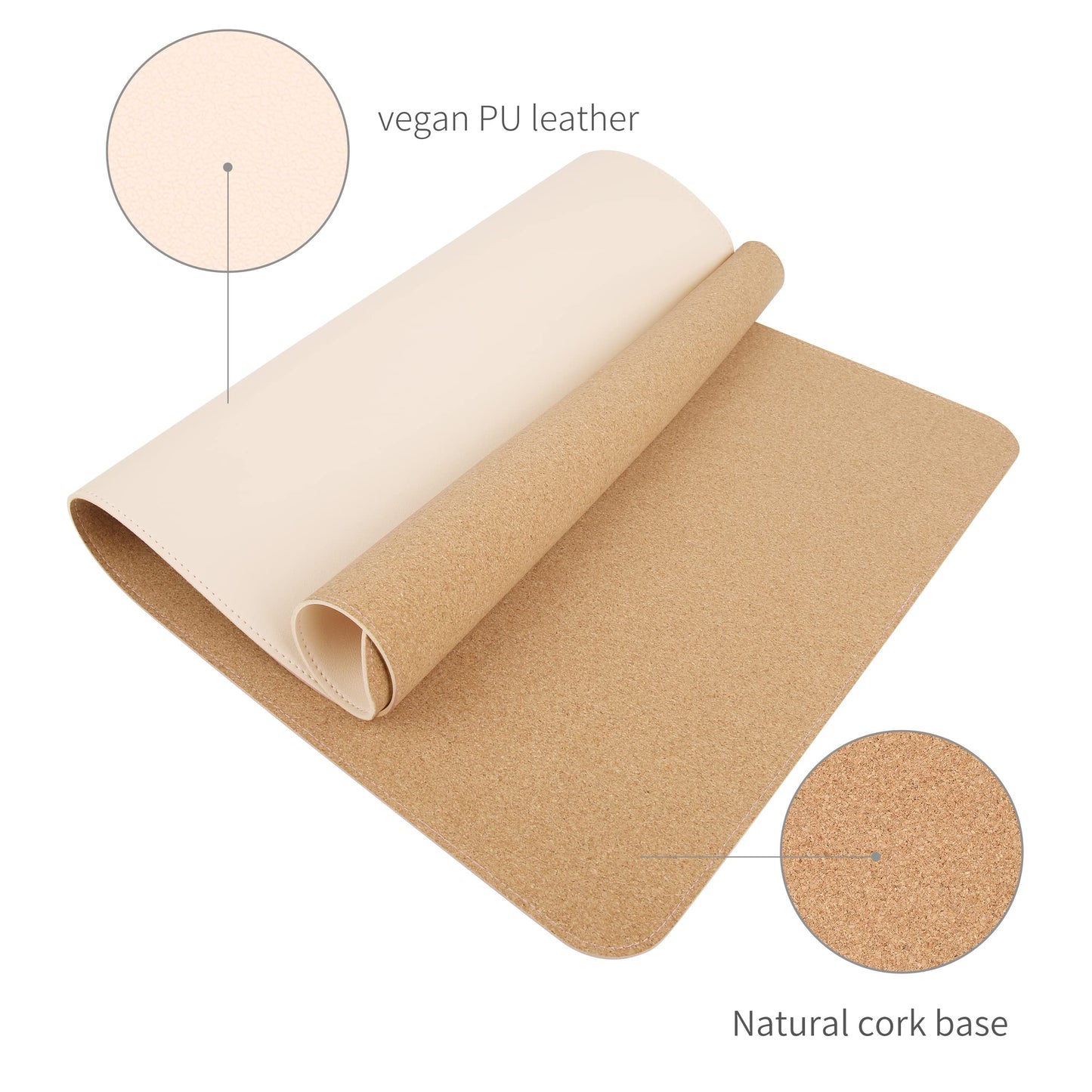 RENMTURE Dual-Sided Mouse Pad, Natural Cork & PU Leather Large Desk Pad for Office and Home Work