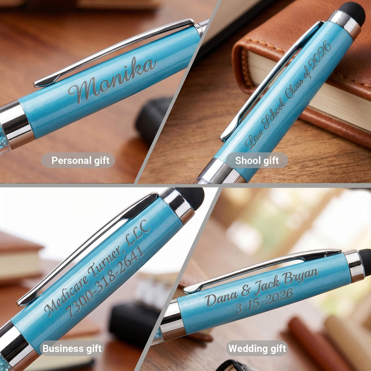 Ancolo Custom Ballpoint Pens -Engraved Name or Slogan/Phone number/Address