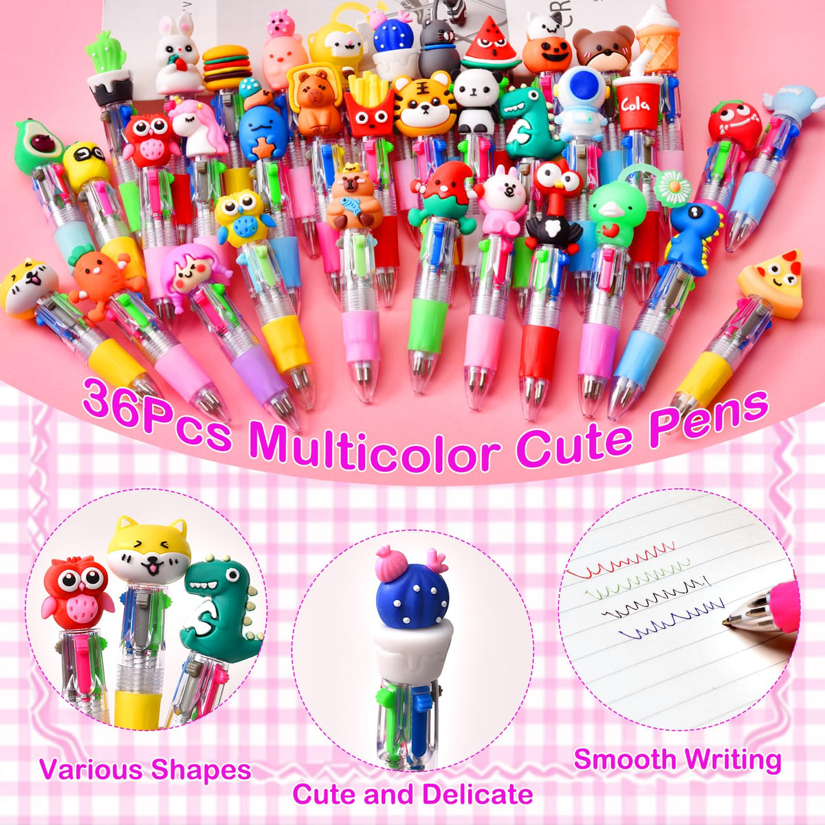 BIMORITA 36Pcs Mini Multicolor Pens in One 4-in-1, Cute Pens Bulk for Party Favors and Birthdays