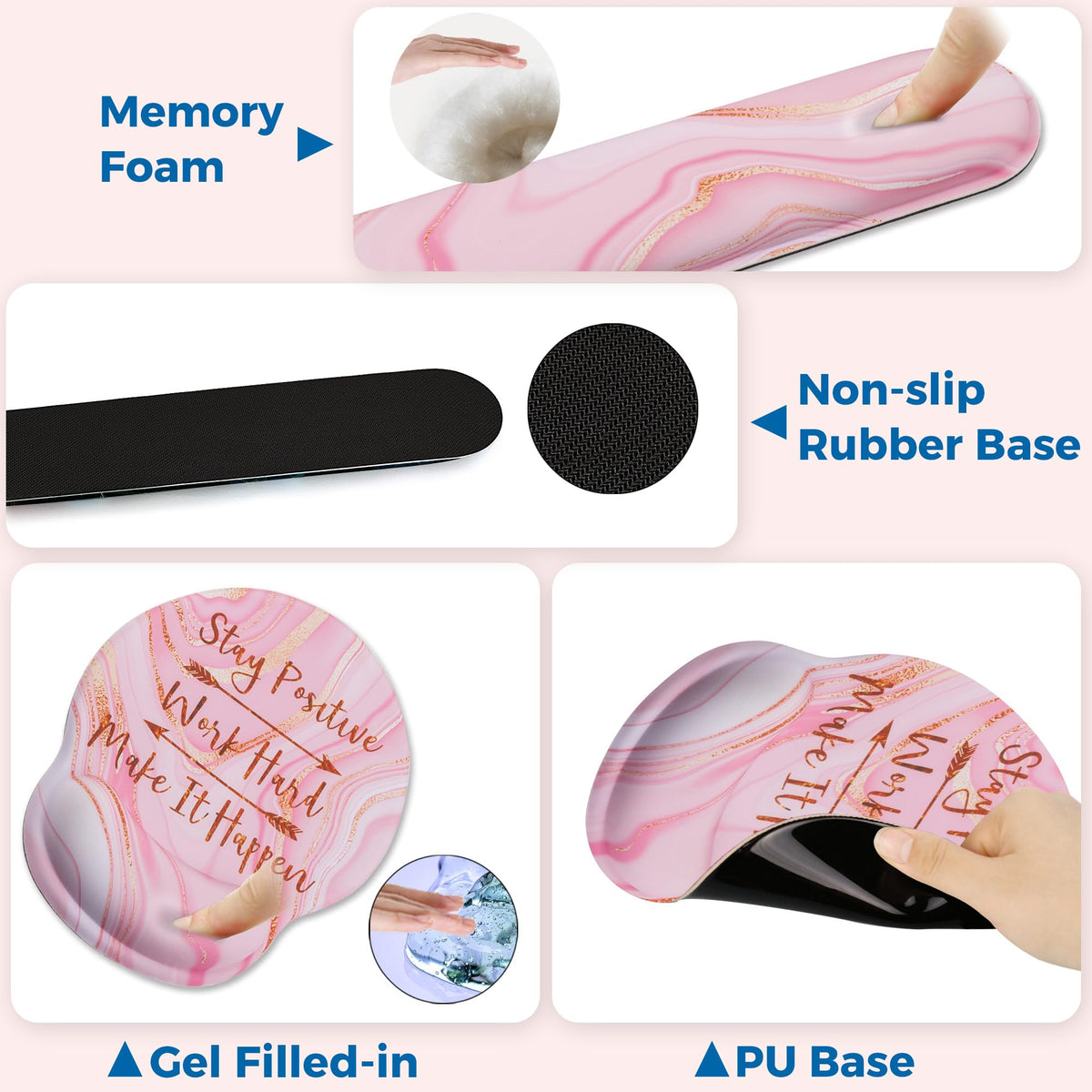 Wiabsi Mouse Pad and Keyboard Wrist Rest Support,Ergonomic Mouse Pad Set