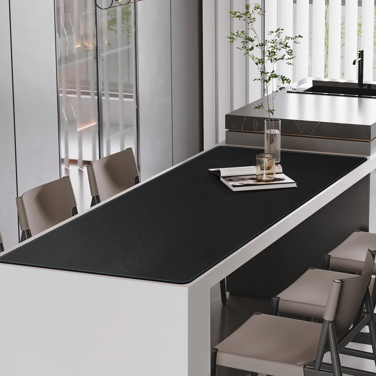 CENNBIE Leather Desk Pad Large, 71" x 27.5" Desk Mat Protector (Black)