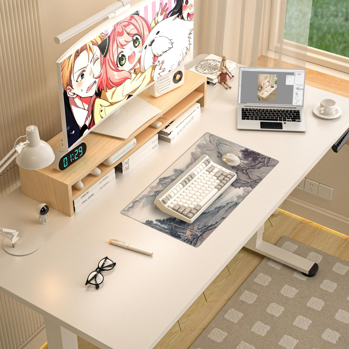 LL-COEUR XXL Landscape Gaming Mouse Pad Computer Keyboard Mat Office Desk Pad (Landscape 1, 23.6" x
