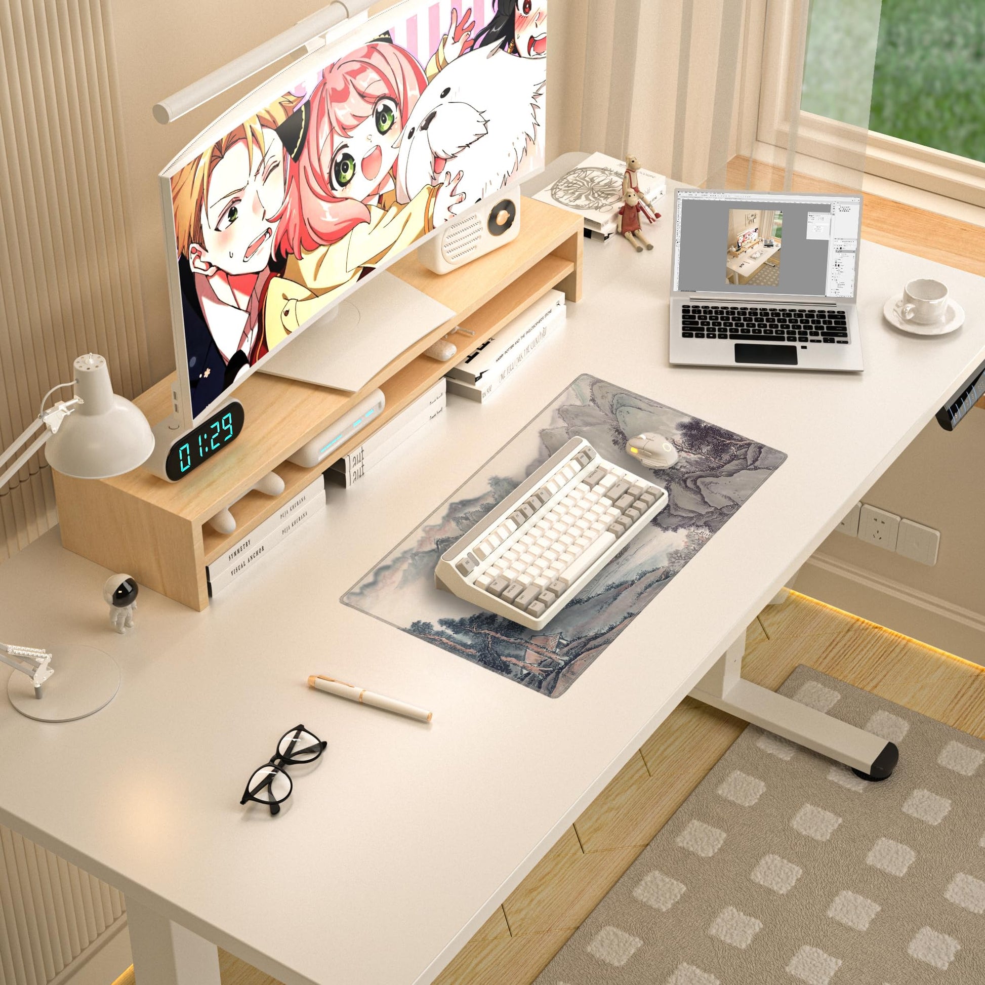 LL-COEUR XXL Landscape Gaming Mouse Pad Computer Keyboard Mat Office Desk Pad (Landscape 1, 23.6" x