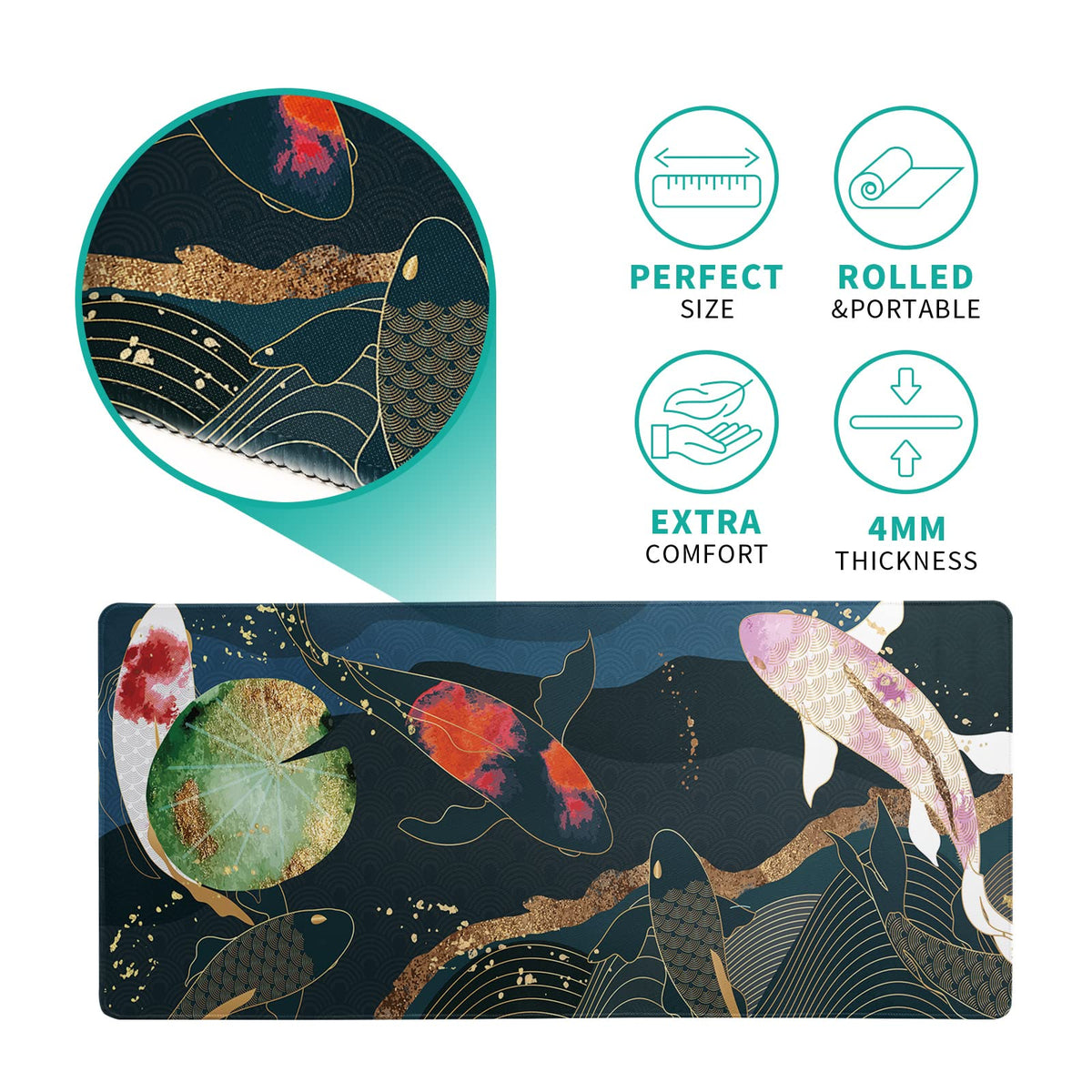 Japanese Gaming Mouse Pad XL - Extended Large Mouse Mat Desk Pad, Stitched Edges Mousepad, 3mm