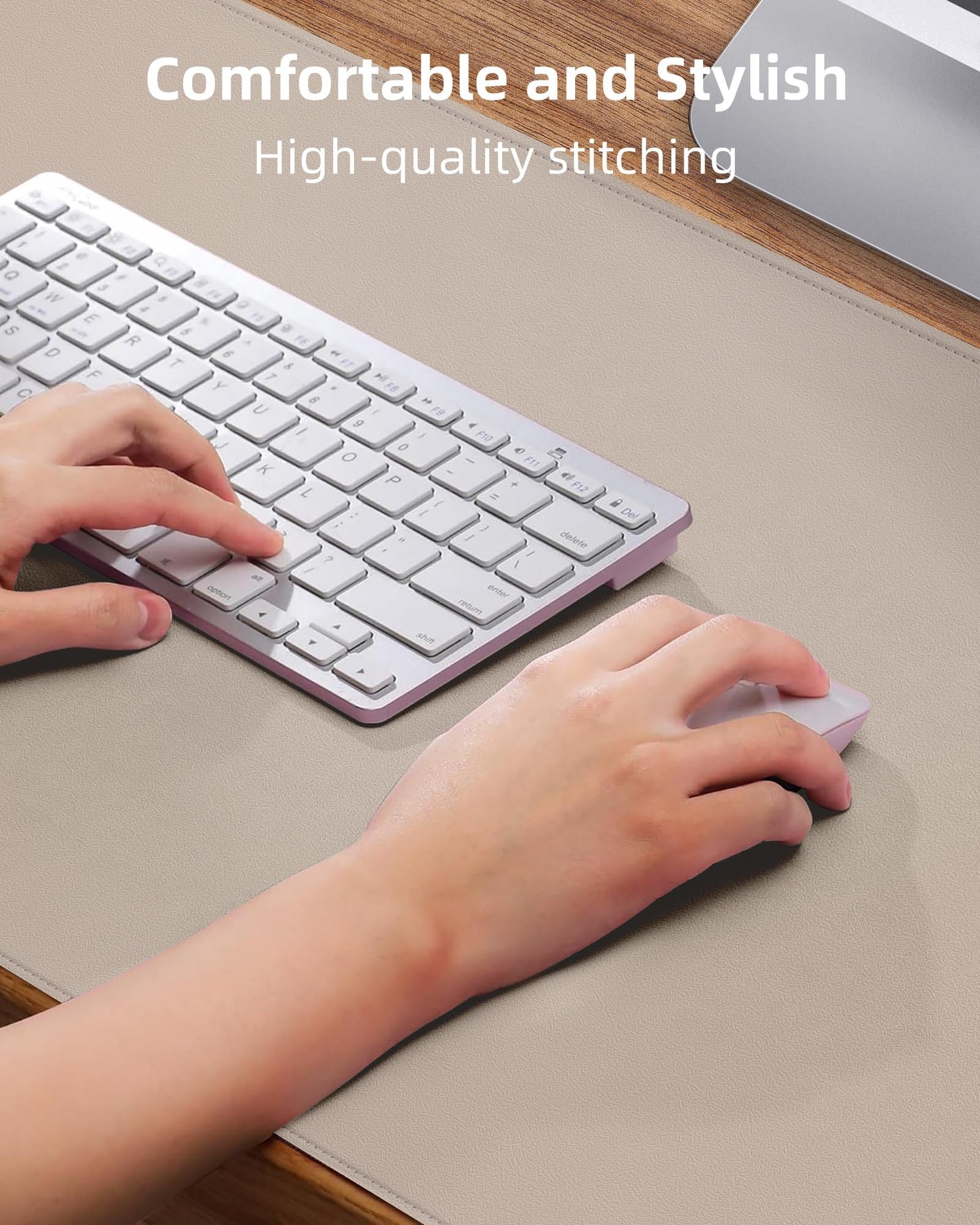 Leather Desk Protector, Large Mouse Pad, Non-Slip, Waterproof PU Leather Blotter Mat, Desk Cover