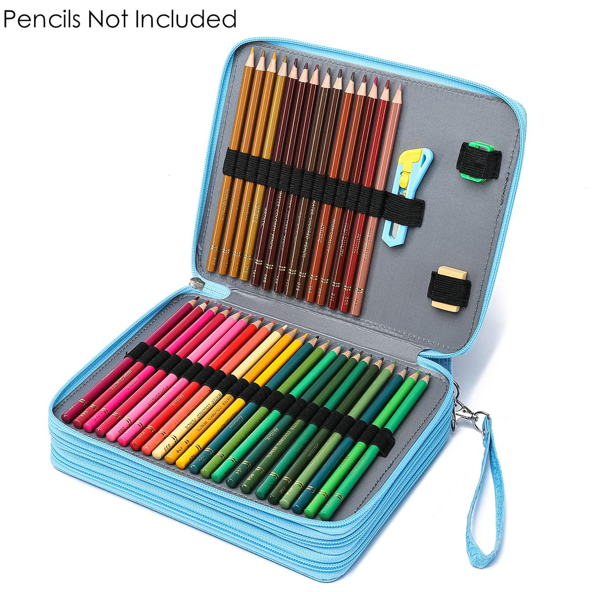 YOUNGCOL Deluxe Oxford Fabric Colored Pencil Case - 120 Slots Pencil Holder with Handle Strap Large