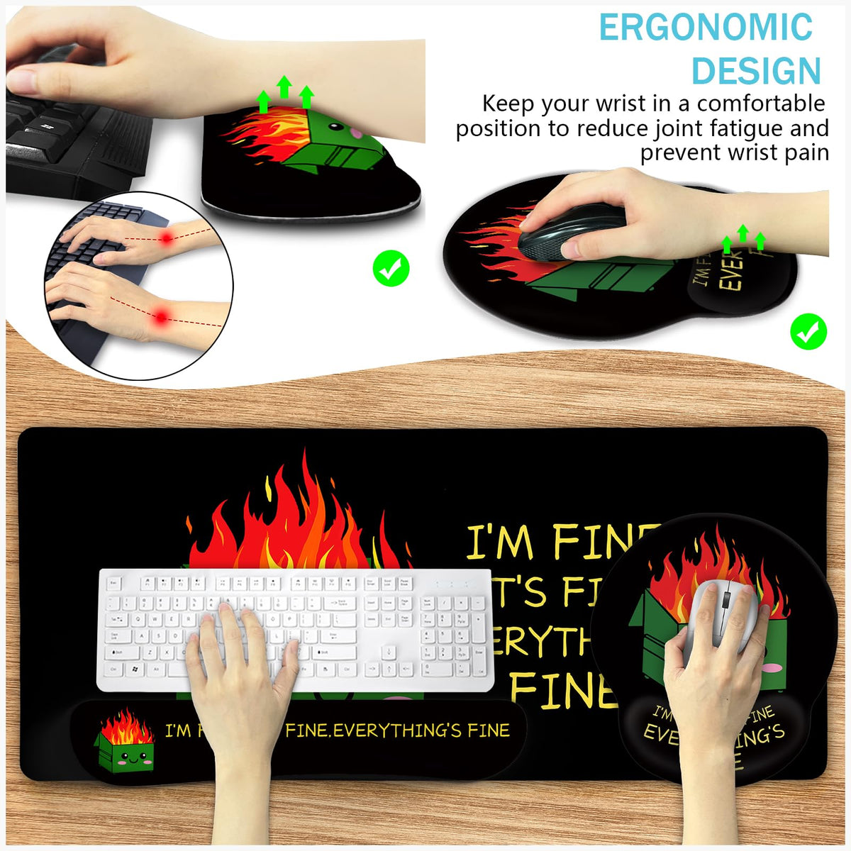 Blusabaca Dumpster on Fire Mouse Pad, Funny Cute Desk Mat Accessories Decor