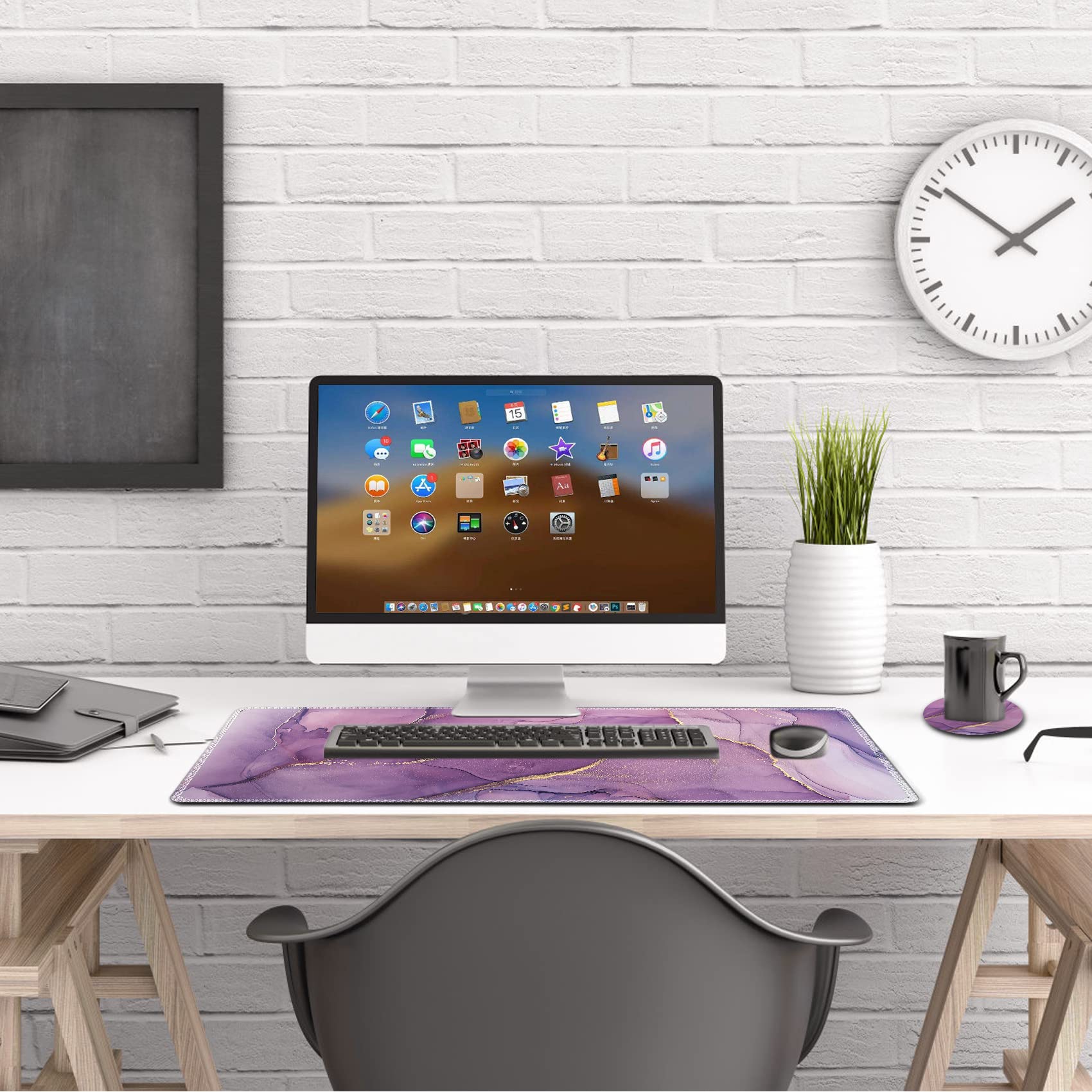 AIMSA Large Gaming Mouse Pad, XXL Keyboard Mouse Mat Extended Desk Pad with Stitched Edges, Durable