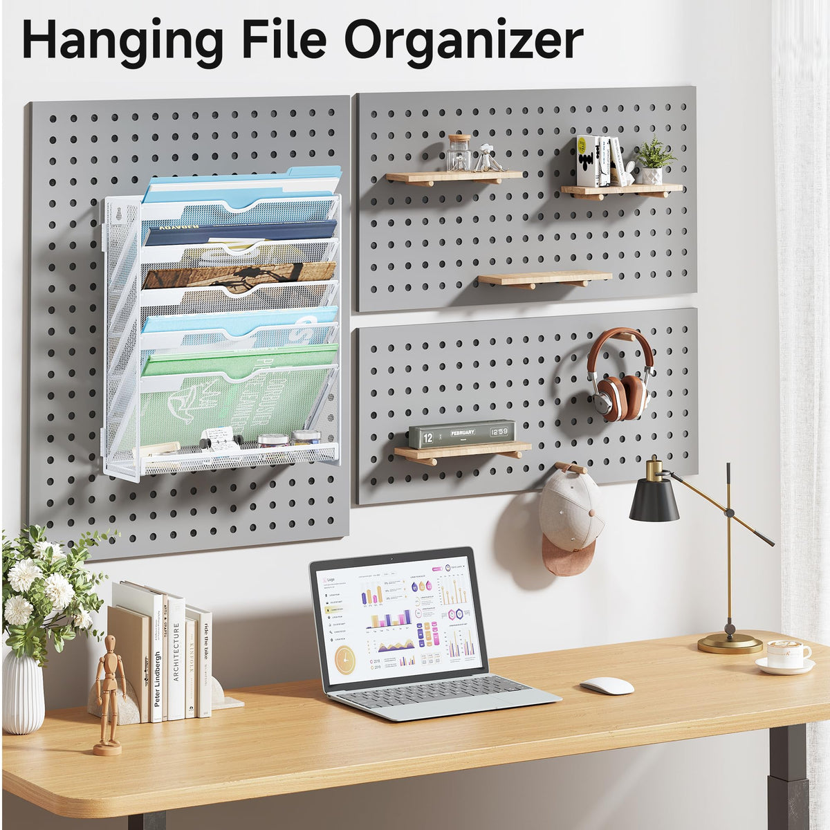 Lavatino 6-Tier Hanging File Organizer, Wall Mount File Holder for Mails Folders Papers Magazine
