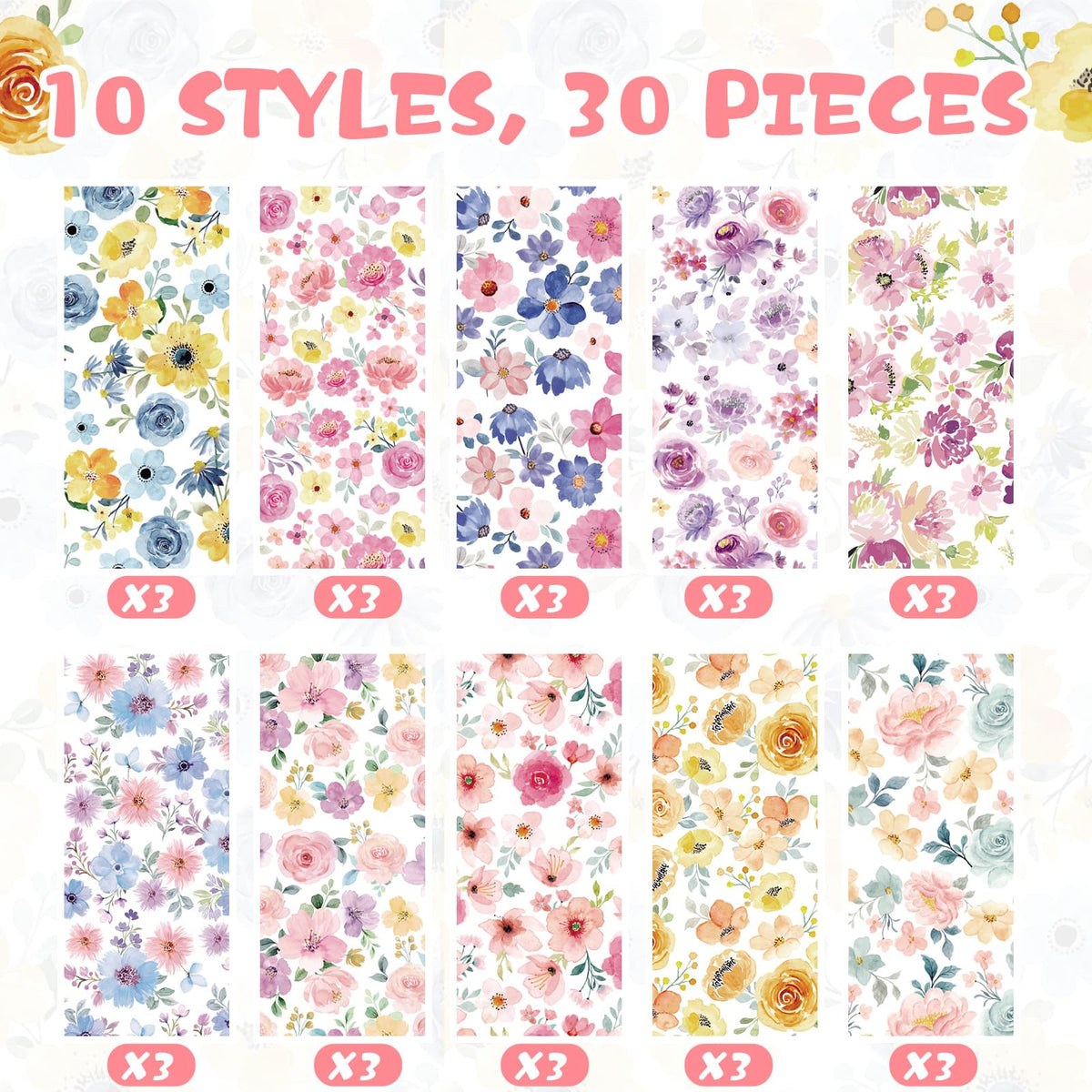 TecUnite 30 Pcs Flower Ballpoint Pens Floral Pens Bulk Floral Birthday Party Favors for Women 1.00