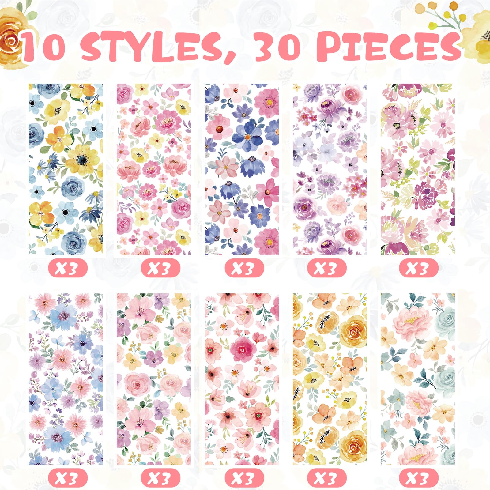 TecUnite 30 Pcs Flower Ballpoint Pens Floral Pens Bulk Floral Birthday Party Favors for Women 1.00
