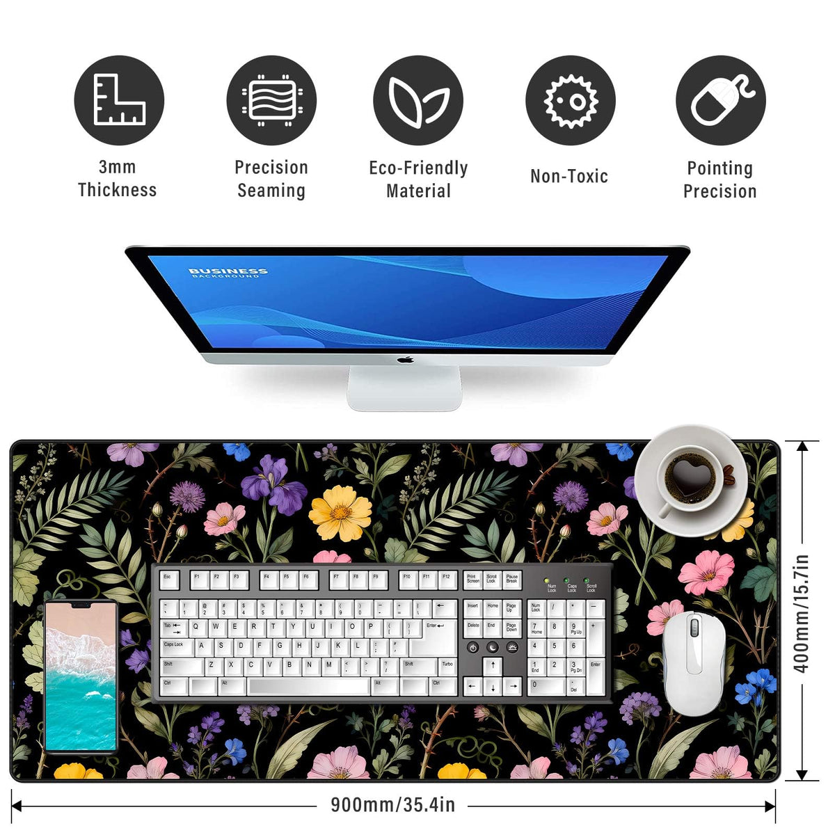 Anpollo Large Computer Gaming Mouse Pad,XXL Gaming Desk Mat with Non-Slip Rubber Base, Stitched
