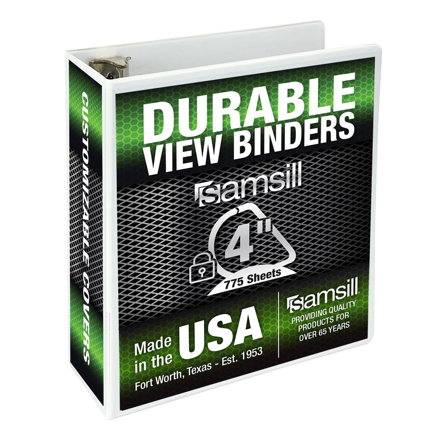 Samsill Durable 4 inch 3 Ring Binder, D Ring Binder, 100% Recycled Chipboard, White