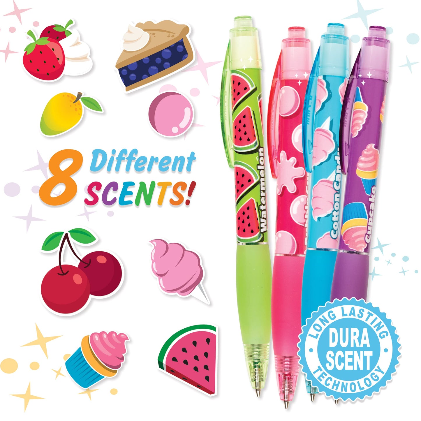 Scentco Glitter Gel Smens (2 Pack) - Gourmet Scented Pens, Colored Glitter Gel Ink, Medium Point, 8
