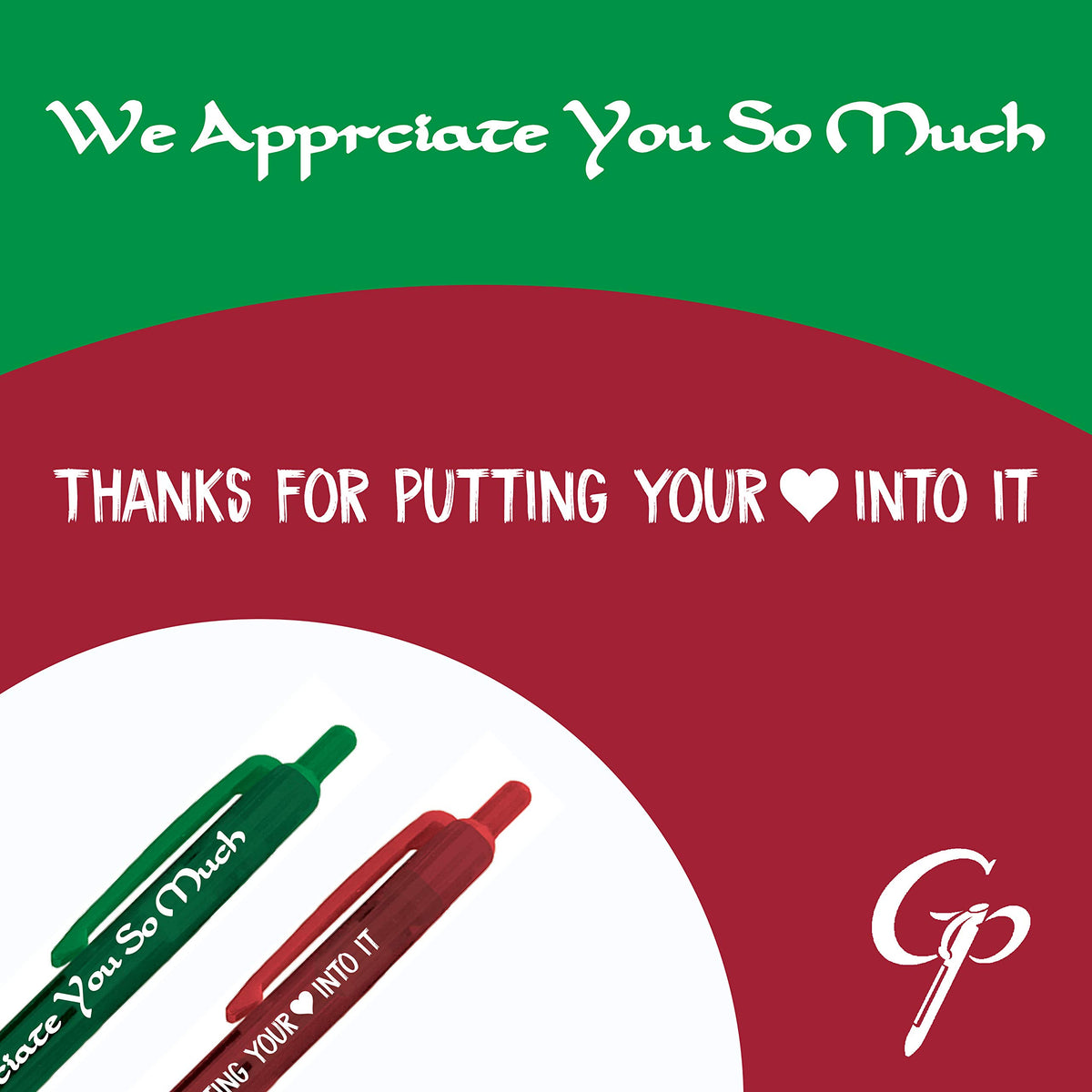 Greeting Pen Translucent 12 pen set with Volunteer Appreciation Quotes, 6 Designs 46009