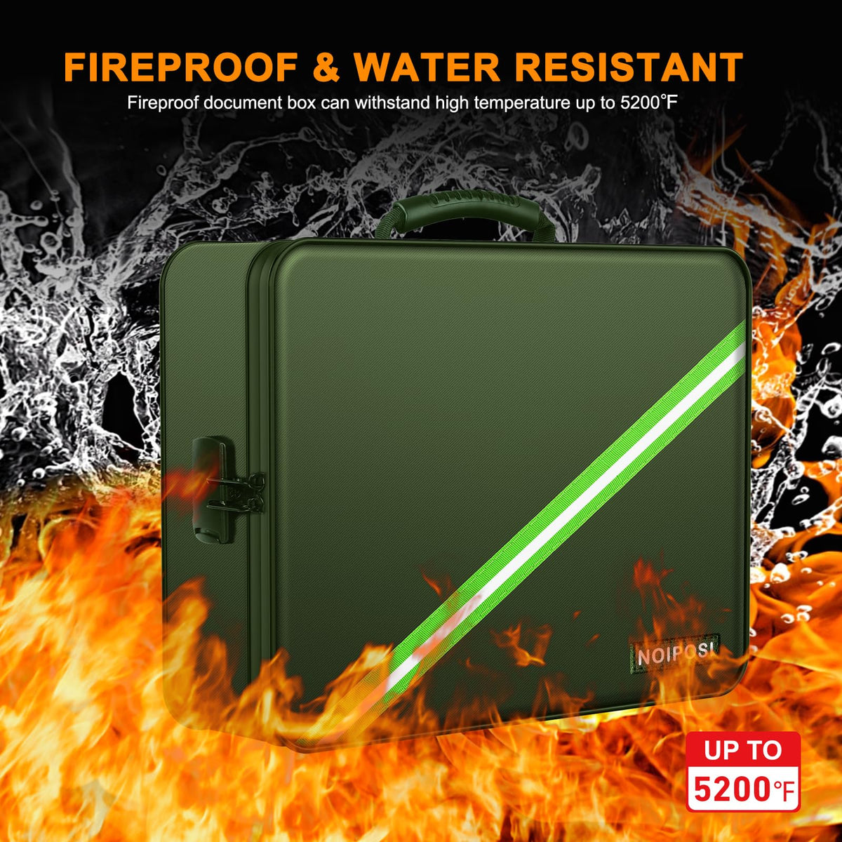 Noiposi 5200℉ Fireproof Document Box with Lock 8 Layers Water Resistant