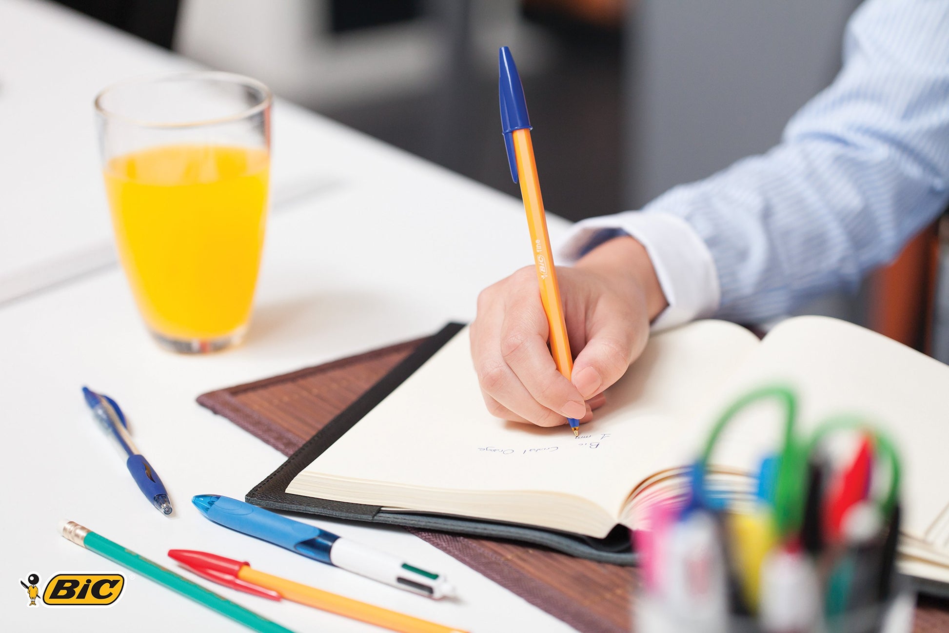 BIC Orange Original Fine Ballpoint Pens, Writing Pens with Long-Lasting Ink, Fine Point (0.8mm)