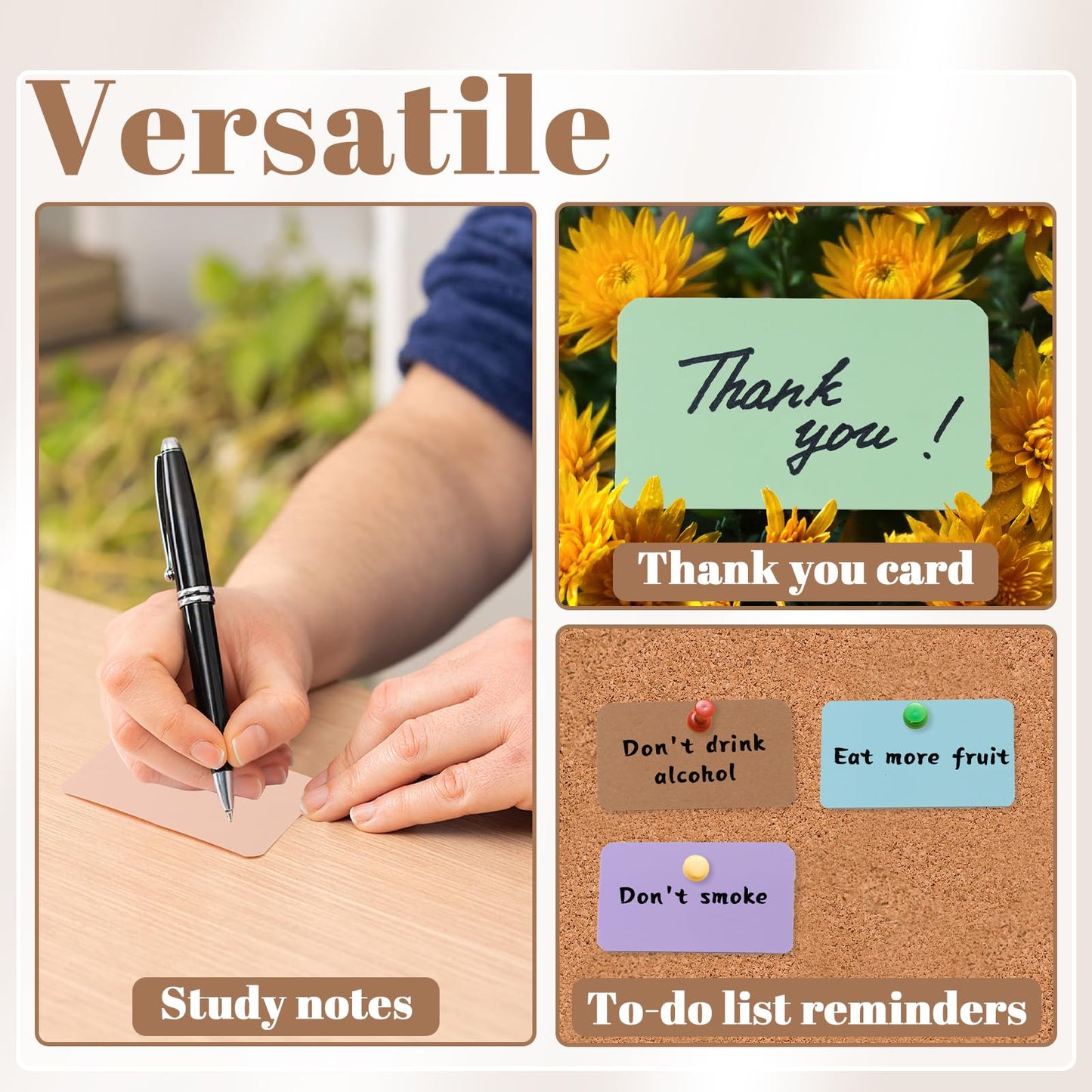 800 Pieces 3.5" x 2.1" Index Cards, Thick Blank Flash Card for Studying, Double Side Colored Note