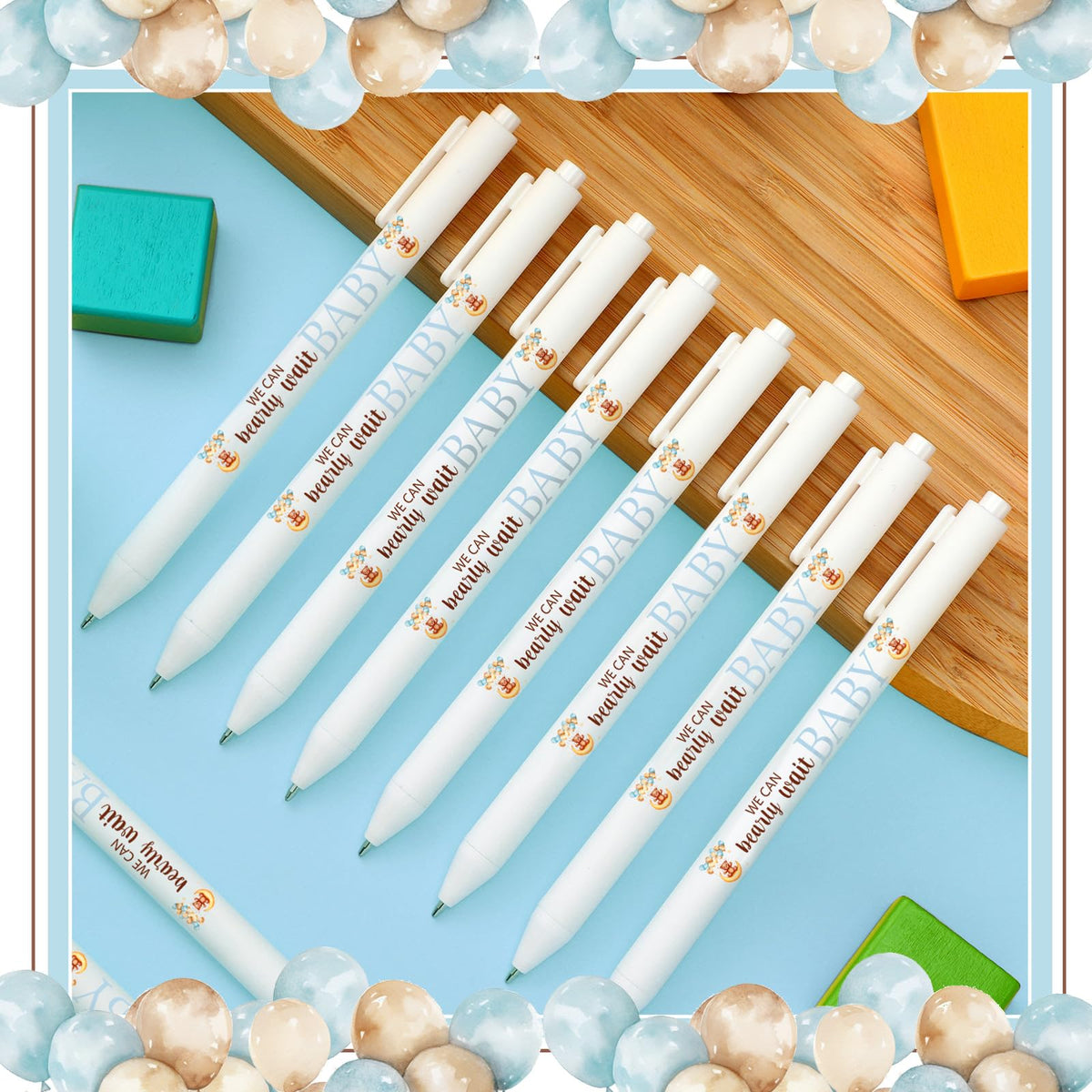 Kisston 60 Pcs Cute Bear Baby Shower Pens, Gifts Party Favors Bulk