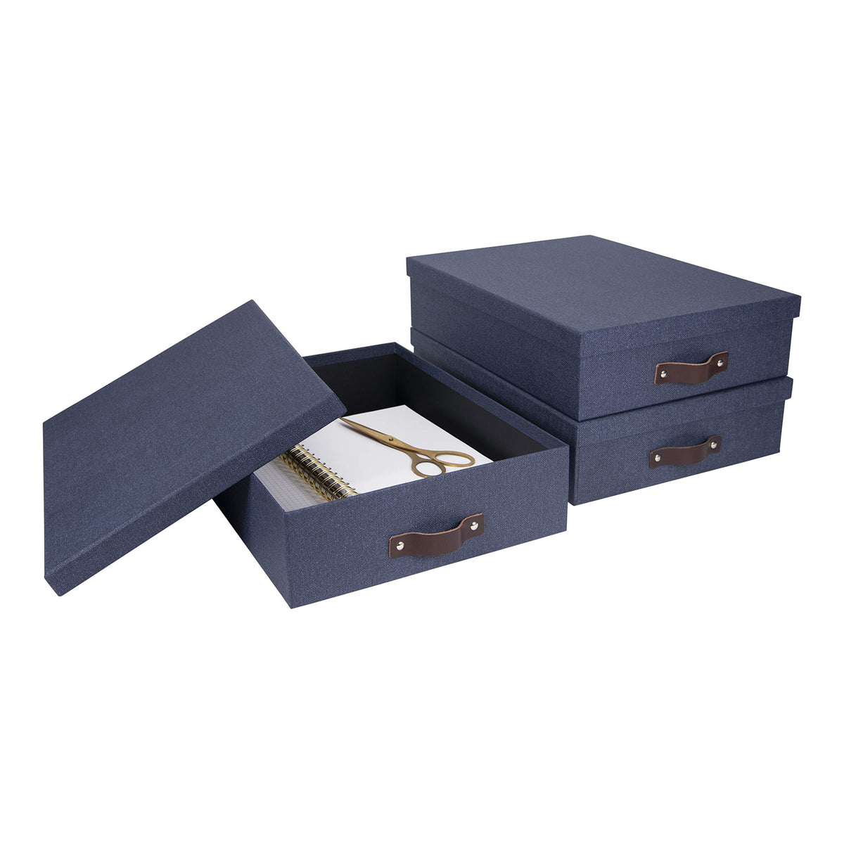 Bigso Oskar Canvas Fiberboard Document Letter Box - File Organizer Box for Important Paperwork